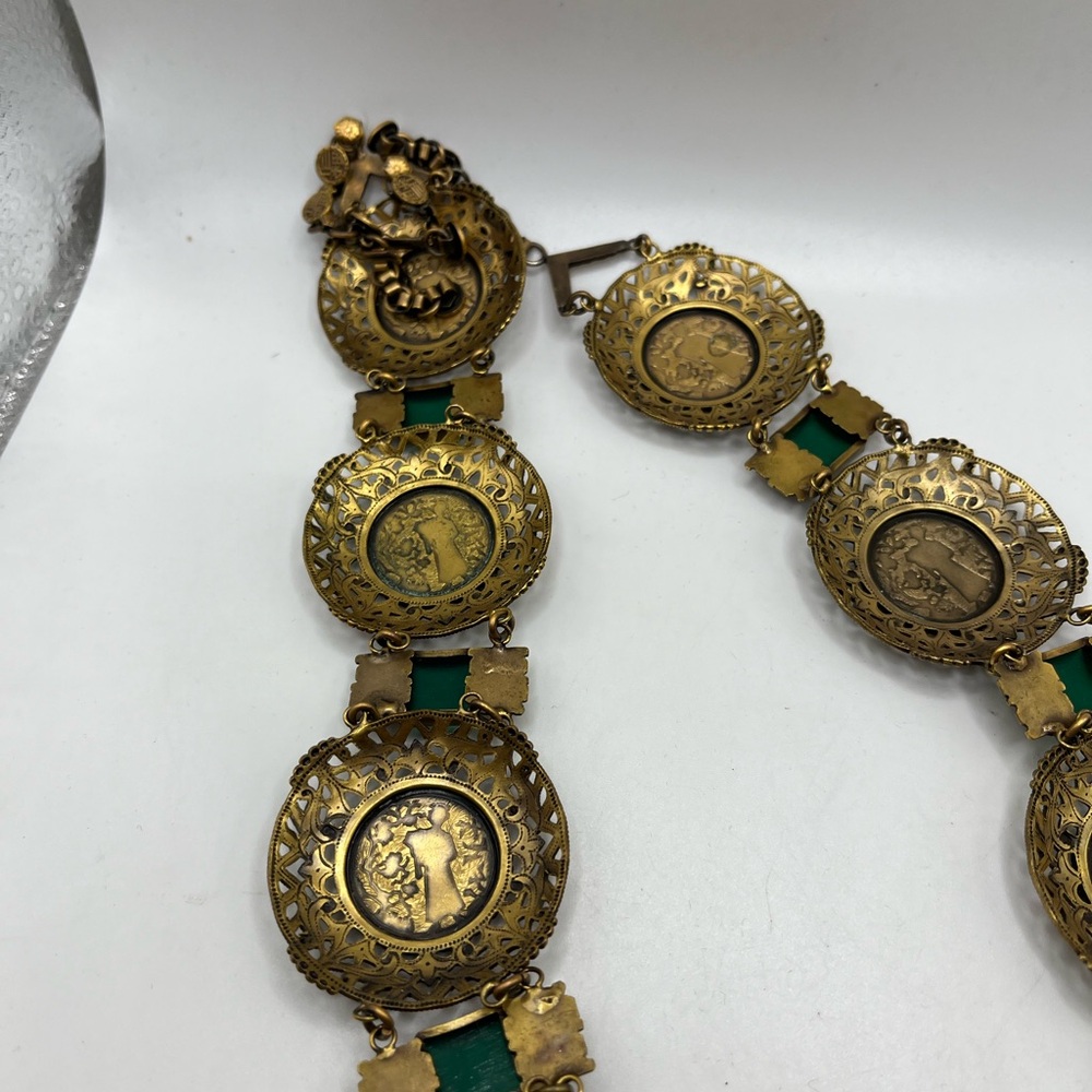 RARE Joseff Of Hollywood Necklace Asian Motif  Faux Chrysoprase 32” long - Picture 14 of 14